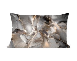 Sierkussens - Kussentjes Woonkamer - 50x30 cm - Grijs - Luxe - Goud - Marmer