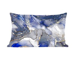 Sierkussens - Kussentjes Woonkamer - 50x30 cm - Marmer - Goud - Abstract - Blauw