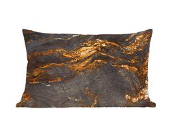Sierkussens - Kussentjes Woonkamer - 50x30 cm - Marmer - Kalk - Zwart - Goud - Marmerlook - Luxe