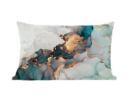 Sierkussens - Kussentjes Woonkamer - 50x30 cm - Marmer print - Goud - Blauw