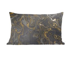 Sierkussens - Kussentjes Woonkamer - 50x30 cm - Marmer - Textuur - Grijs - Goud - Marmerlook - Luxe
