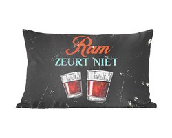 Sierkussens - Kussentjes Woonkamer - 50x30 cm - Rum - Glazen - Tekst - Cadeau voor man