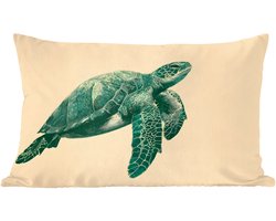 Sierkussens - Kussentjes Woonkamer - 50x30 cm - Schildpad - Sierlijk - Groen - Schild