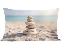 Sierkussens - Kussentjes Woonkamer - 50x30 cm - Stenen - Stapel - Zand - Zee