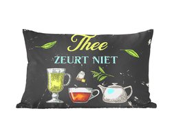 Sierkussens - Kussentjes Woonkamer - 50x30 cm - Thee - Theepot - Glazen - Cadeau voor vrouw