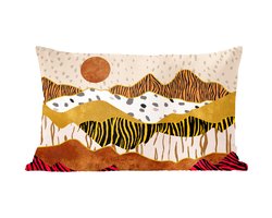 Sierkussens - Kussentjes Woonkamer - 50x30 cm - Tijgerprint - Pastel - Goud - Print - Tijger - Abstract