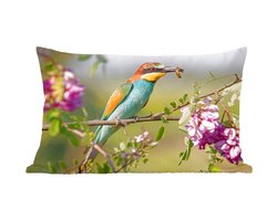 Sierkussens - Kussentjes Woonkamer - 50x30 cm - Vogel - Bijeneter - Bloemen