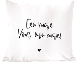 Sierkussens - Kussentjes Woonkamer - 50x50 cm - Een kusje voor mijn zusje! - Zusje - Quotes - Zussen - Spreuken