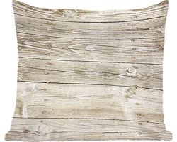 Sierkussens - Kussentjes Woonkamer - 50x50 cm - Een lichte houten muur als achtergrond