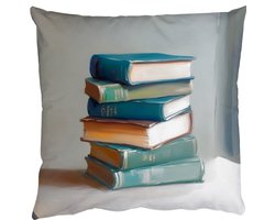Sierkussens - Kussentjes Woonkamer - 50x50 cm - Stapel - Boeken - Groen - Daglicht