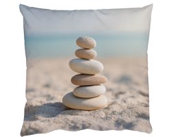 Sierkussens - Kussentjes Woonkamer - 50x50 cm - Stenen - Stapel - Zand - Zee