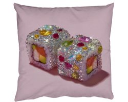 Sierkussens - Kussentjes Woonkamer - 50x50 cm - Sushi - Rolletjes - Steentjes - Kleurrijk