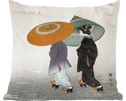 Sierkussens - Kussentjes Woonkamer - 50x50 cm - Vrouwen - Parasol - Kimono - Japandi - Vintage