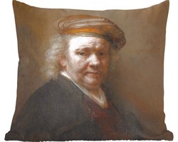 Sierkussens - Kussentjes Woonkamer - 50x50 cm - Zelfportret - Schilderij van Rembrandt van Rijn