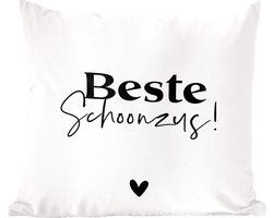 Sierkussens - Kussentjes Woonkamer - 50x50 cm - Zus - Zwart - Wit - Quotes