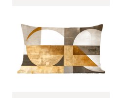 Sierkussens - Kussentjes Woonkamer - 60x40 cm - Abstract - Goud - Grijs - Vormen - Geometrisch