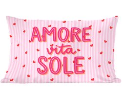 Sierkussens - Kussentjes Woonkamer - 60x40 cm - Amore vita sole - Roze - Hartjes
