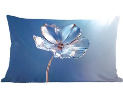 Sierkussens - Kussentjes Woonkamer - 60x40 cm - Blauw - Bloem - Glazen - Sierlijk