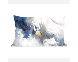 Sierkussens - Kussentjes Woonkamer - 60x40 cm - Blauw - Modern - Marmer - Abstract - Goud