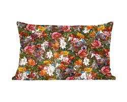 Sierkussens - Kussentjes Woonkamer - 60x40 cm - Bloemen - Vlinder - Design - Kunst - Abstract - Schilderij - Oude meesters