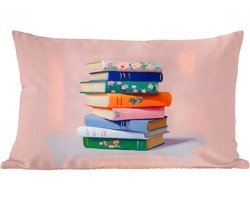 Sierkussens - Kussentjes Woonkamer - 60x40 cm - Boeken - Stapel - Kleurrijk