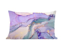 Sierkussens - Kussentjes Woonkamer - 60x40 cm - Goud - Marmer - Paars