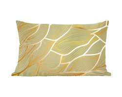 Sierkussens - Kussentjes Woonkamer - 60x40 cm - Gouden golven op een groene achtergrond