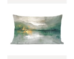 Sierkussens - Kussentjes Woonkamer - 60x40 cm - Groen - Modern - Abstract - Goud