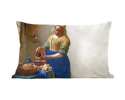 Sierkussens - Kussentjes Woonkamer - 60x40 cm - Het melkmeisje - Kunst - Oude meesters - Vermeer