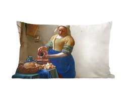 Sierkussens - Kussentjes Woonkamer - 60x40 cm - Het melkmeisje - Kunst - Oude meesters - Vermeer