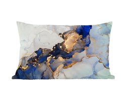Sierkussens - Kussentjes Woonkamer - 60x40 cm - Marmer - Blauw - Goud
