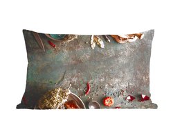 Sierkussens - Kussentjes Woonkamer - 60x40 cm - Marmer - Groente - Herfst - Pompoen - Rustiek - Kruiden