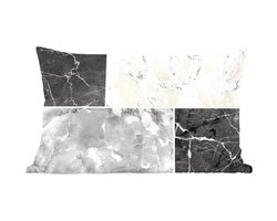 Sierkussens - Kussentjes Woonkamer - 60x40 cm - Marmer - Wit - Zwart - Grijs