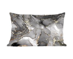 Sierkussens - Kussentjes Woonkamer - 60x40 cm - Marmer - Zwart - Goud - Grijs