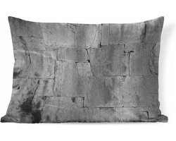 Sierkussens - Kussentjes Woonkamer - 60x40 cm - Muur - Stenen - Krassen - Zwart - Wit