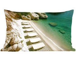Sierkussens - Kussentjes Woonkamer - 60x40 cm - Strandbedden - Zee - Stenen - Baai