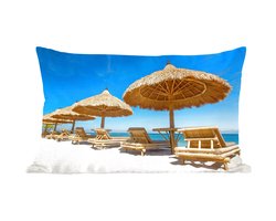 Sierkussens - Kussentjes Woonkamer - 60x40 cm - Strandstoel - Strand - Parasol - Zee - Zomer