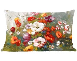 Sierkussens - Kussentjes Woonkamer - 60x40 cm - Vrolijk boeket - Dynamisch - Subtiele kleurspatten