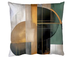 Sierkussens - Kussentjes Woonkamer - 60x60 cm - Abstract - Goud - Brons - Groen - Vormen - Modern