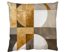 Sierkussens - Kussentjes Woonkamer - 60x60 cm - Abstract - Goud - Grijs - Vormen - Geometrisch