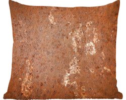 Sierkussens - Kussentjes Woonkamer - 60x60 cm - Bruin - Oranje - Abstract - Vintage - Roest - Patroon