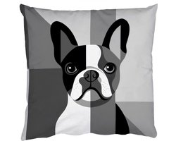 Sierkussens - Kussentjes Woonkamer - 60x60 cm - Buldog - Zwart - Abstract - Vlakken