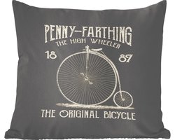 Sierkussens - Kussentjes Woonkamer - 60x60 cm - Fiets - Wielen - Vintage