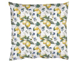 Sierkussens - Kussentjes Woonkamer - 60x60 cm - Frans - Citroen - Citrus - Bloesem - Geel - Groen - Blauw