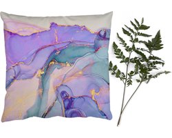Sierkussens - Kussentjes Woonkamer - 60x60 cm - Goud - Marmer - Paars