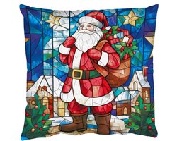 Sierkussens - Kussentjes Woonkamer - 60x60 cm - Kerstman - Glas - Kleurrijk