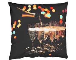 Sierkussens - Kussentjes Woonkamer - 60x60 cm - Lichtjes - Champagne - Dienblad - Glazen