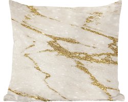 Sierkussens - Kussentjes Woonkamer - 60x60 cm - Marmer - Beige - Goud