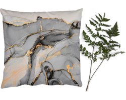Sierkussens - Kussentjes Woonkamer - 60x60 cm - Marmer - Goud - Grijs