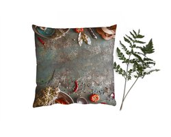 Sierkussens - Kussentjes Woonkamer - 60x60 cm - Marmer - Groente - Herfst - Pompoen - Rustiek - Kruiden